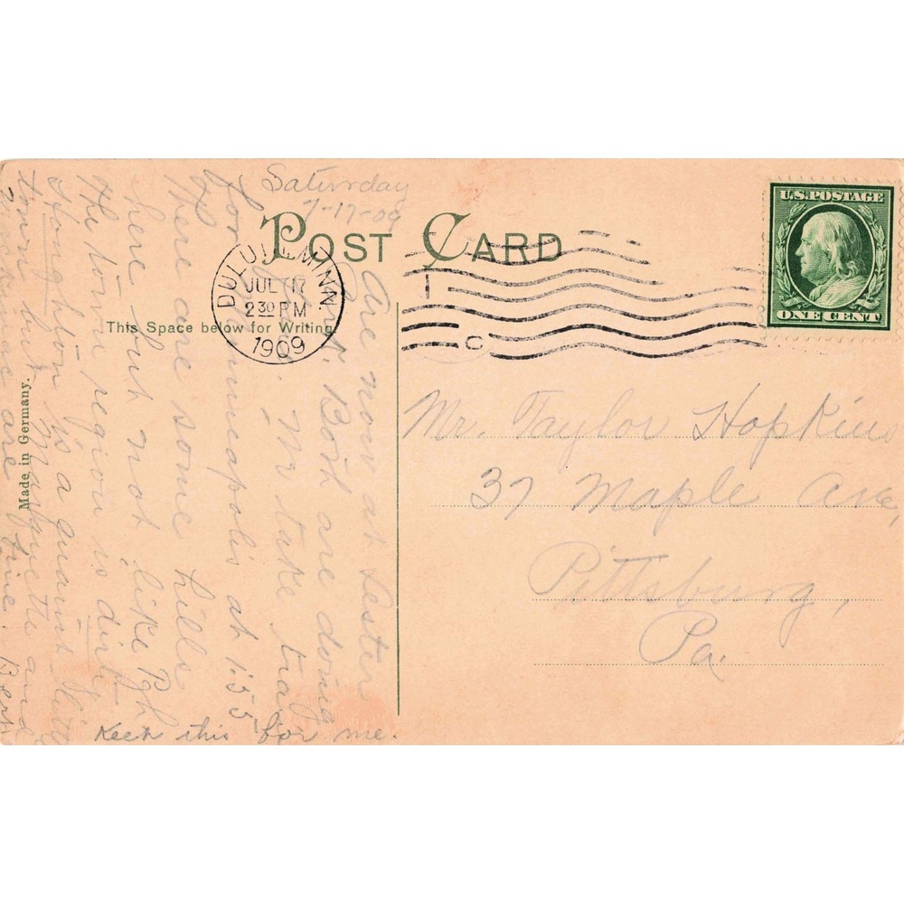 Steamer Juniata at Dock Duluth Minnesota MN 1909 Great Lakes Steamship Postcard - Picture 2 of 2